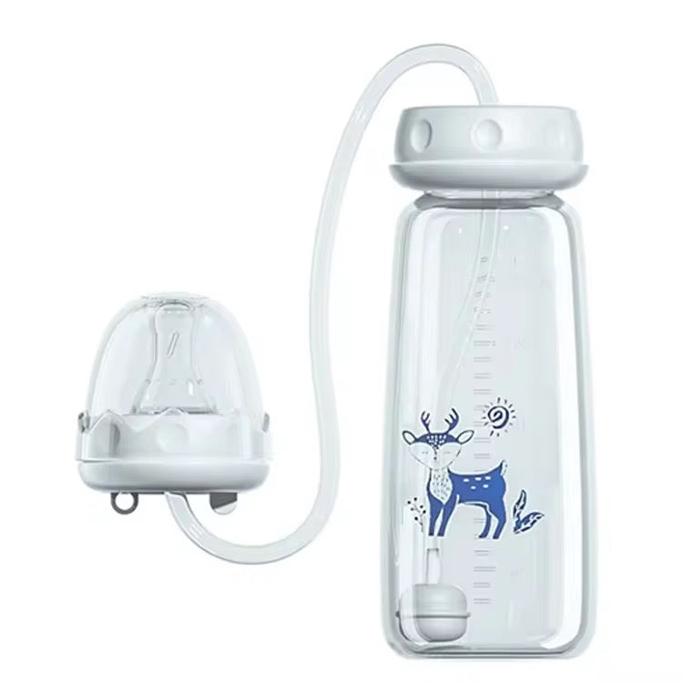 Baby Feeding Bottle with Straw & Breast-Like Nipple