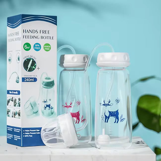 Baby Feeding Bottle with Straw & Breast-Like Nipple