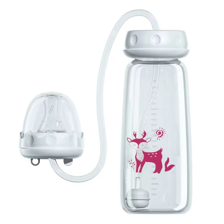 Baby Feeding Bottle with Straw & Breast-Like Nipple