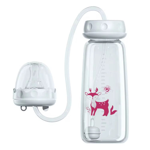 Baby Feeding Bottle with Straw & Breast-Like Nipple